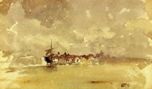 Gold and Grey: the Sunny Shower - Dordrecht painting by James Abbott McNeill Whistler