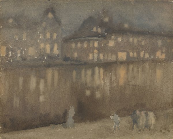 Grand Canal, Amsterdam; Nocturne  by James Abbott McNeill Whistler - Hand-Painted Oil Painting Reproduction