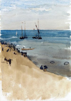 Green and Silver - The Bright Sea, Dieppe by James Abbott McNeill Whistler Oil Painting