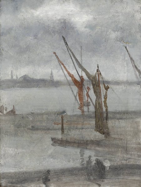 Grey and Silver - Chelsea Wharf  by James Abbott McNeill Whistler - Hand-Painted Oil Painting Reproduction