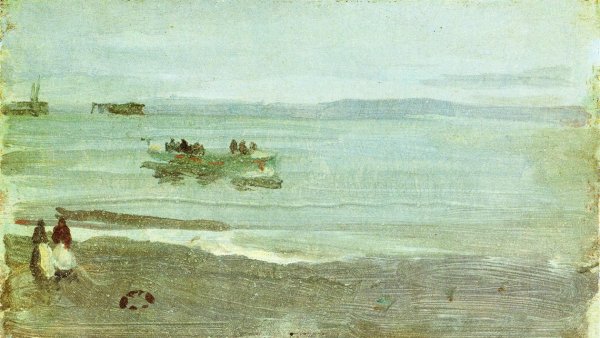 Grey and Silver: Mist - Lifeboat by James Abbott McNeill Whistler - Hand-Painted Oil Painting Reproduction