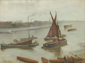 Grey and Silver- Old Battersea Reach by James Abbott McNeill Whistler Oil Painting
