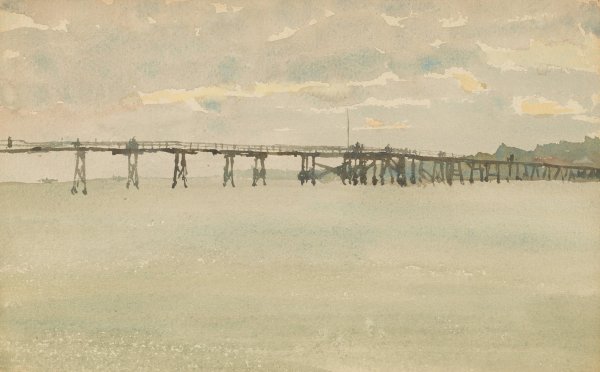 Grey and Silver-Pier, Southend  by James Abbott McNeill Whistler - Hand-Painted Oil Painting Reproduction