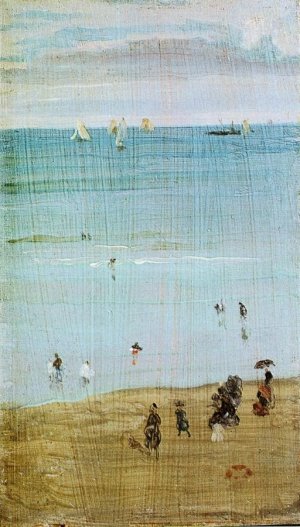 Harmony in Blue and Pearl: The Sands, Dieppe Oil painting by James Abbott McNeill Whistler