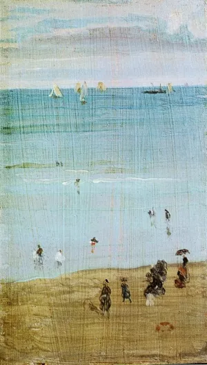 Harmony in Blue and Pearl: The Sands, Dieppe by James Abbott McNeill Whistler Oil Painting