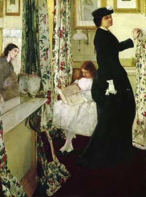 Harmony in Green and Rose: The Music Room Oil painting by James Abbott McNeill Whistler
