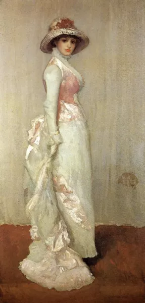 Harmony in Pink and Grey: Valerie, Lady Meux by James Abbott McNeill Whistler - Oil Painting Reproduction