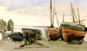 Hastings: Fishing Boats by James Abbott McNeill Whistler Oil Painting