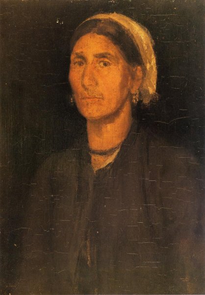 Head of a Peasant Woman by James Abbott McNeill Whistler - Hand-Painted Oil Painting Reproduction