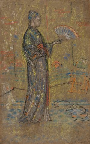 Japanese Woman Painting a Fan by James Abbott McNeill Whistler Oil Painting