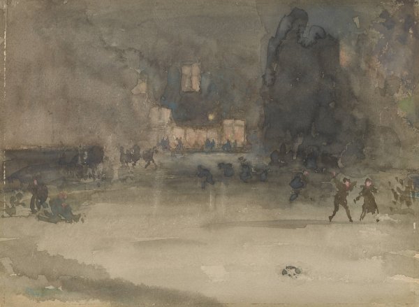Nocturne; Amsterdam in Winter  by James Abbott McNeill Whistler - Hand-Painted Oil Painting Reproduction