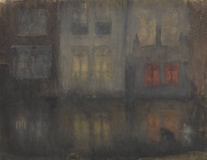 Nocturne- Black and Red—Back Canal, Holland by James Abbott McNeill Whistler Oil Painting