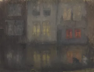 Nocturne- Black and Red—Back Canal, Holland by James Abbott McNeill Whistler Oil Painting