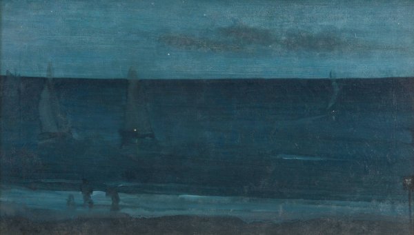 Nocturne; Blue and Silver-Bognor  by James Abbott McNeill Whistler - Hand-Painted Oil Painting Reproduction