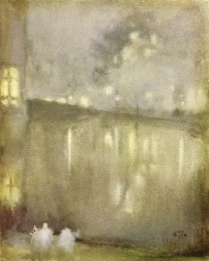 Nocturne: Grey and Gold - Canal, Holland by James Abbott McNeill Whistler Oil Painting