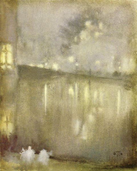 Main Product Photo of Nocturne: Grey and Gold - Canal, Holland Painting by James Abbott McNeill Whistler