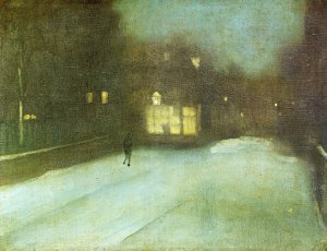 Nocturne: Grey and Gold - Chelsea Snow Oil painting by James Abbott McNeill Whistler