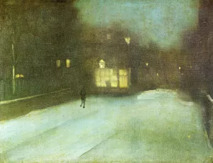 Nocturne: Grey and Gold - Chelsea Snow by James Abbott McNeill Whistler - Oil Painting Reproduction