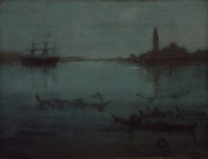 Nocturne in Blue and Silver- The Lagoon, Venice by James Abbott McNeill Whistler Oil Painting