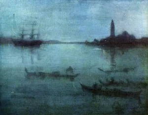 Nocturne in Blue and Silver: The Lagoon, Venice by James Abbott McNeill Whistler - Oil Painting Reproduction