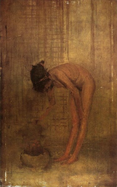 Nude Girl with a Bowl by James Abbott McNeill Whistler - Hand-Painted Oil Painting Reproduction
