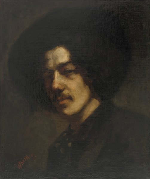 Portrait of Whistler with a Hat  by James Abbott McNeill Whistler - Hand-Painted Oil Painting Reproduction