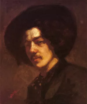 Portrait of Whistler with Hat by James Abbott McNeill Whistler - Oil Painting Reproduction
