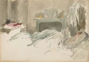 Resting in Bed Oil painting by James Abbott McNeill Whistler
