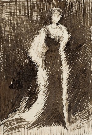Sketch after Arrangement in Black; Lady Meux by James Abbott McNeill Whistler Oil Painting