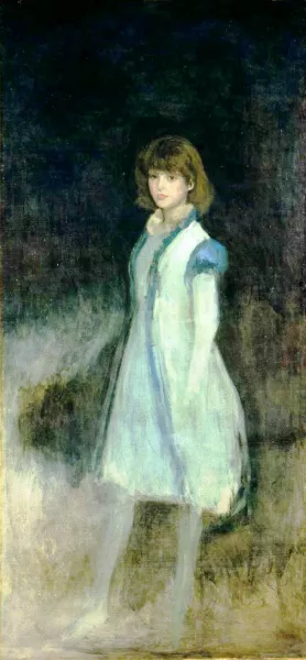 The Blue Girl: Portrait of Connie Gilchrist by James Abbott McNeill Whistler - Oil Painting Reproduction