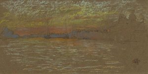 The Riva—Sunset; Red and Gold by James Abbott McNeill Whistler Oil Painting