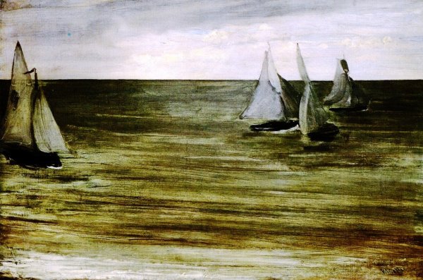 Trouville also known as Gray and Green, the Silver Sea by James Abbott McNeill Whistler - Hand-Painted Oil Painting Reproduction