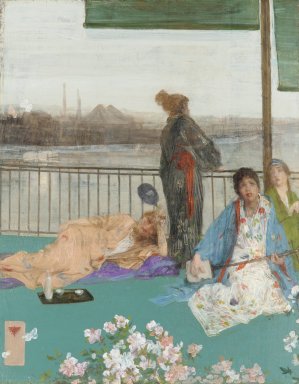 Variations in Flesh Colour and Green - The Balcony by James Abbott McNeill Whistler Oil Painting