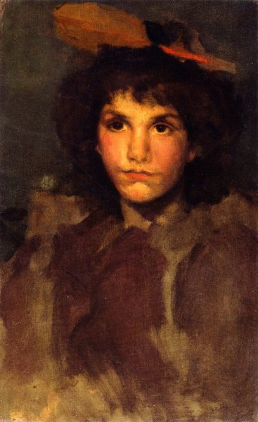 Violet and Blue: The Red Feather by James Abbott McNeill Whistler - Hand-Painted Oil Painting Reproduction