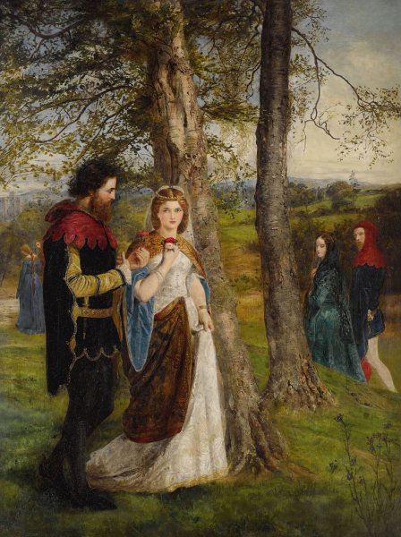 Sir Launcelot And Queen Guinevere by James Archer - Hand-Painted Oil Painting Reproduction