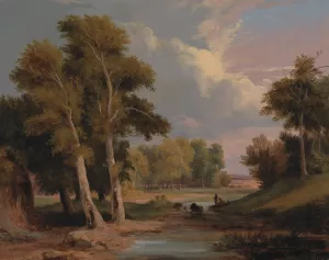 A Wooded River Landscape with Fishermen by James Arthur O'Connor Oil Painting