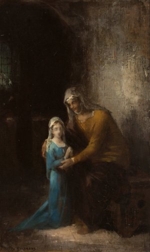 L'Education de la Vierge by James Bertrand Oil Painting