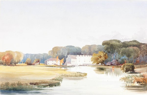 Horstead Mill on the River Bure, Norfolk  by James Bulwer - Hand-Painted Oil Painting Reproduction