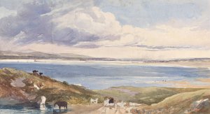 Landscape by the Shore with Road in Foreground by James Bulwer Oil Painting