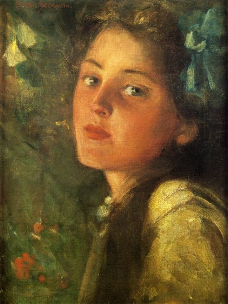 A Wistful Look by James Carroll Beckwith - Hand-Painted Oil Painting Reproduction