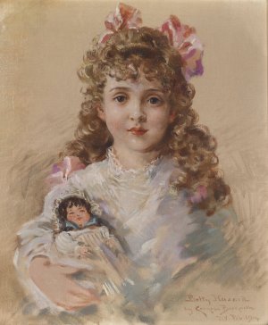 Betty Hazard with her favourite doll by James Carroll Beckwith Oil Painting