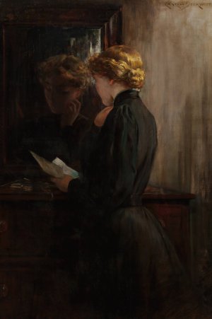 Grandmother's Love Letters by James Carroll Beckwith Oil Painting
