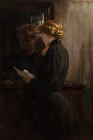 Grandmother's Love Letters by James Carroll Beckwith Oil Painting