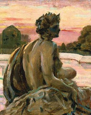 One of the Figures at the Parterre d'Eau Oil painting by James Carroll Beckwith