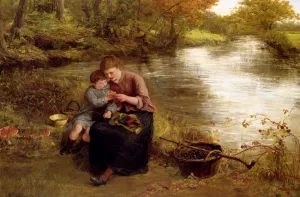 Blackberry Picking by James Clarke Hook - Oil Painting Reproduction