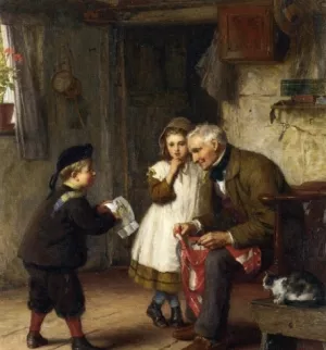 A Surprise for Grandfather by James Clarke Waite - Oil Painting Reproduction