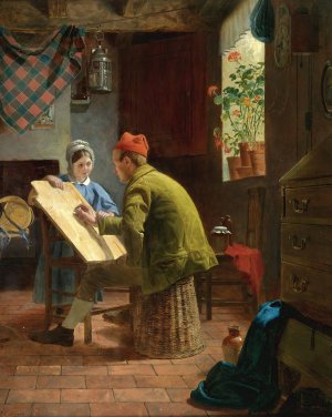 The Writing Lesson by James Collinson Oil Painting