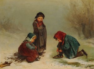 Enfants dans un bois by James Crawford Thom Oil Painting