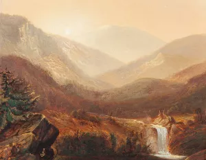 Waterfall and Distant Hills by James David Smillie Oil Painting