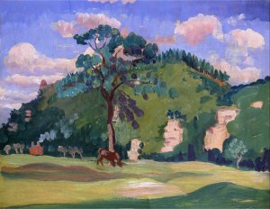 Landscape with a Grazing Horse by James Dickson Innes Oil Painting